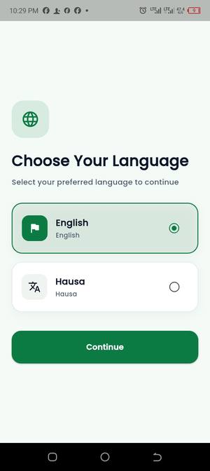 KasaScan Pro: Choose language: English or Hausa